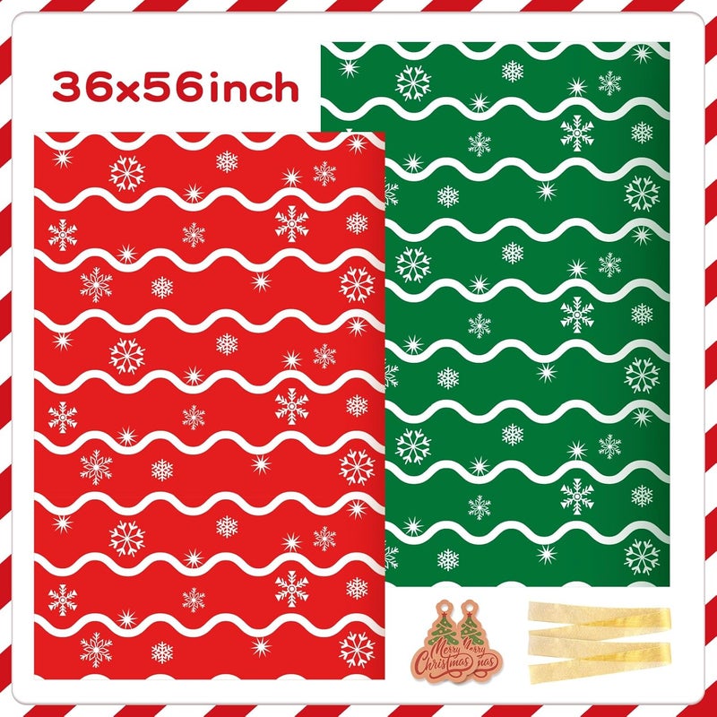 Sofier Large Christmas Gift Bags 36"x56" Holiday Gift Wrap 2pcs Jumbo Christmas Bag for Gifts Giant Sacks for Presents Big Xmas Plastic Gifts Bags (snowflake/waves) - Image 3